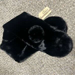 Black Faux Fur Scarf